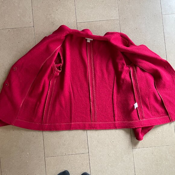 J. Jill Blazer Jacket Red Wool blend Short Cardigan Notch Lapel-XS - Picture 11 of 11